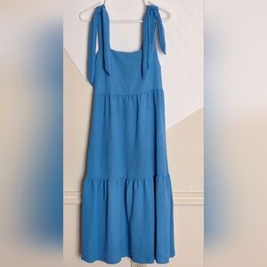 Women's Sky Blue Tiered Tie-Shoulder Dress (Sz. XL)